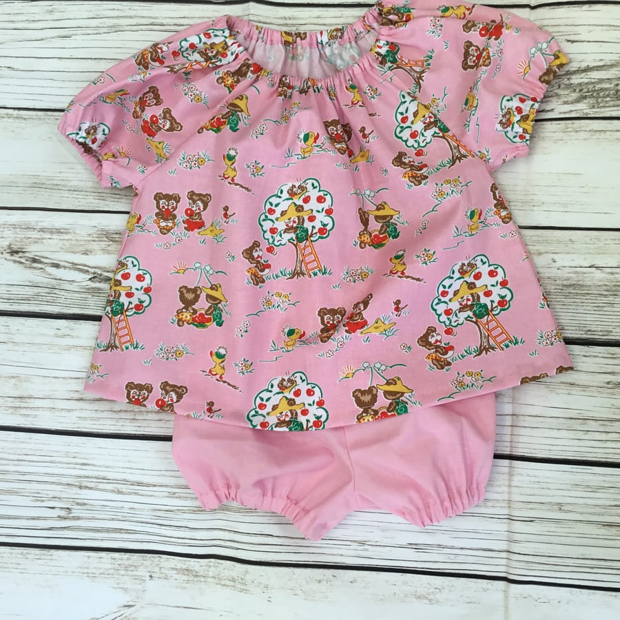 Baby girl gypsy top and bloomers vintage look, 9-12months 1st birthday photo