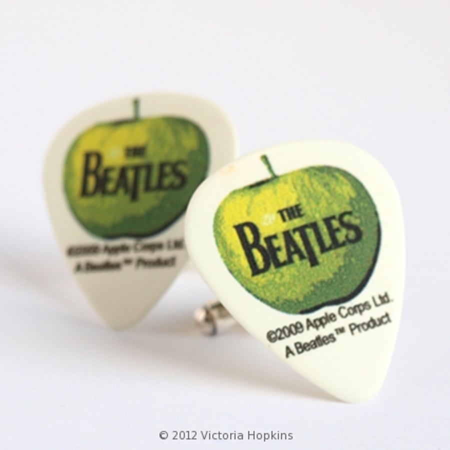 Guitar Pick Cufflinks The Beatles and Apple Records Gift Packaged