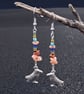 Sunstone Viking Beads Silver Raven Earrings