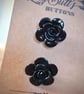 2 Large Black Flower Buttons - 34mm - Image 2