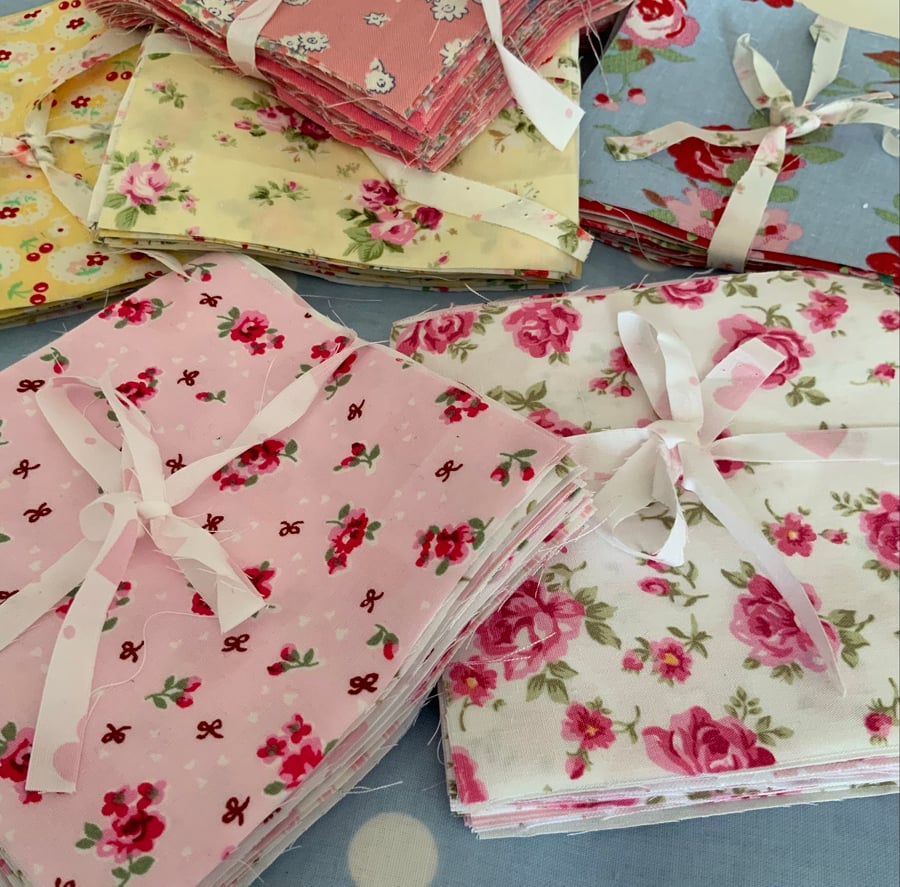 30 x 4.5” cotton fabric patchwork squares