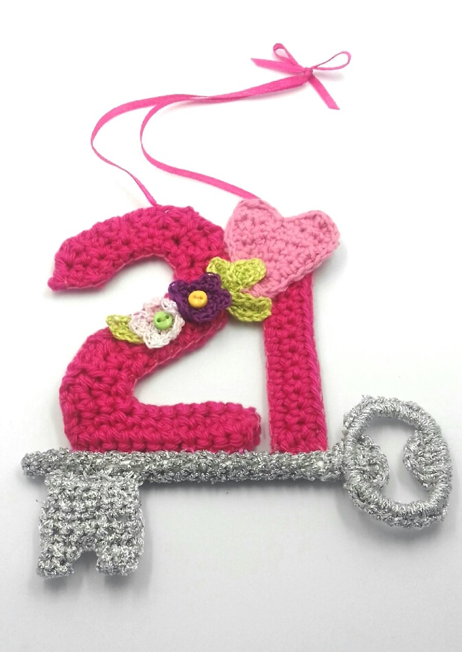 Crochet 21st Birthday Key 