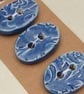 3 Medium Oval Ice Blue Leaf Pattern Ceramic Buttons - Image 6