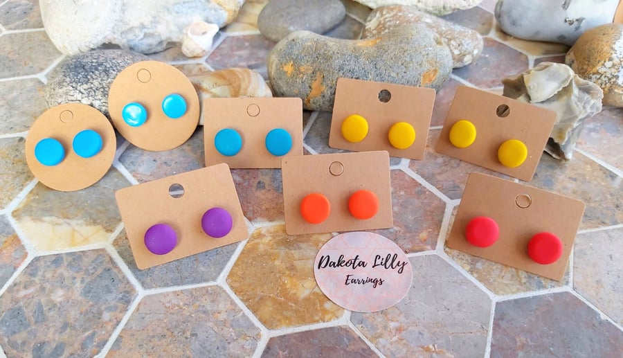 Bright polymer clay stud earrings