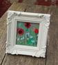 Poppies  and cornflowers - upcycled fabric, hand embroidered miniature picture