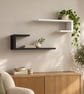 Handmade Wooden C-Shaped Floating Shelves, Modern Geometric Wall Decor (Set of 2