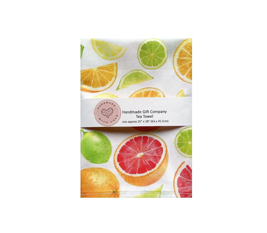 Fabric Handmade Pretty Cotton Tea Towel with a Mixed Fruits Design