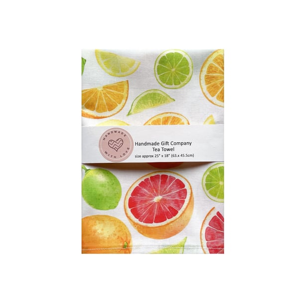 Fabric Handmade Pretty Cotton Tea Towel with a Mixed Fruits Design