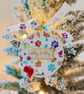 Personalised Cat Christmas Hoop Ornament - Rainbow Paw Fabric Keepsake - Image 2