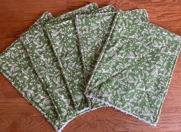 Green Leaf Reusable Kitchen Towels - Cotton & Cotton Towelling, Set of 5
