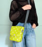Polka Dot Print, Water-resistant Lime Green Oilcloth, Small Cross Body Bag - Image 8