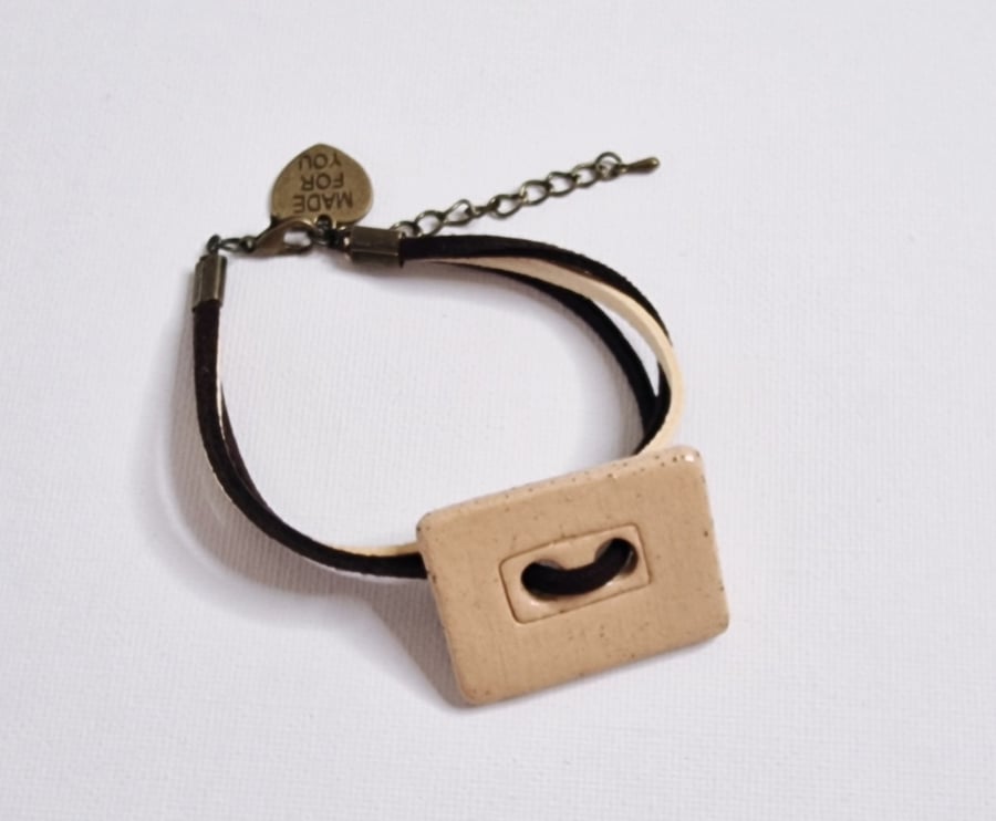 Handmade Bracelet with Ceramic Button 