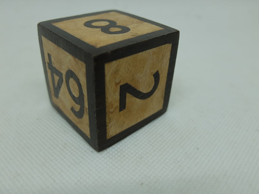 wooden doubling cube, hand-veneered