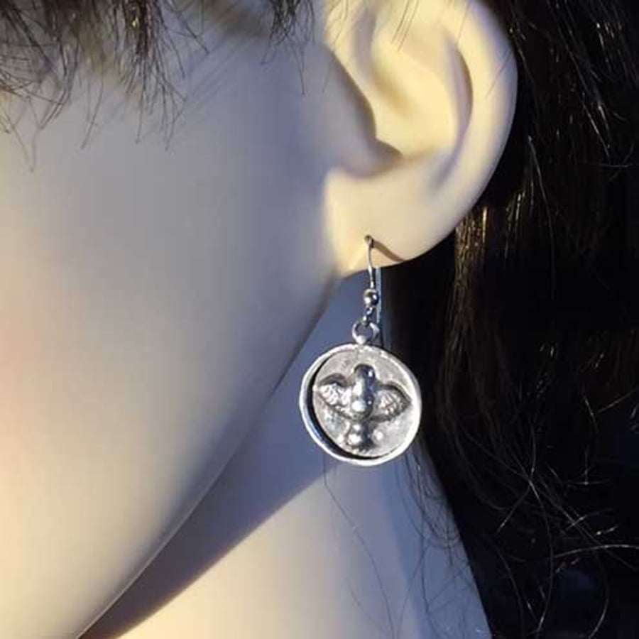Little Bird silver earrings - Silver bird - Roman style