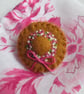 Hand Embroidered Miniature Summer Hat Felt Brooch - Pink & White Flowers - Image 7