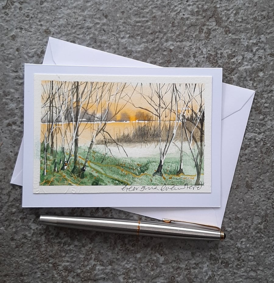 Gentle Light 2. Blank Card. Original Painting. Scottish Countryside