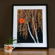 'Autumn Birch' original screen print