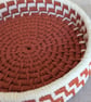 Handmade Coiled Macramé Basket - Rust & Off White Decorative Basket - Image 4