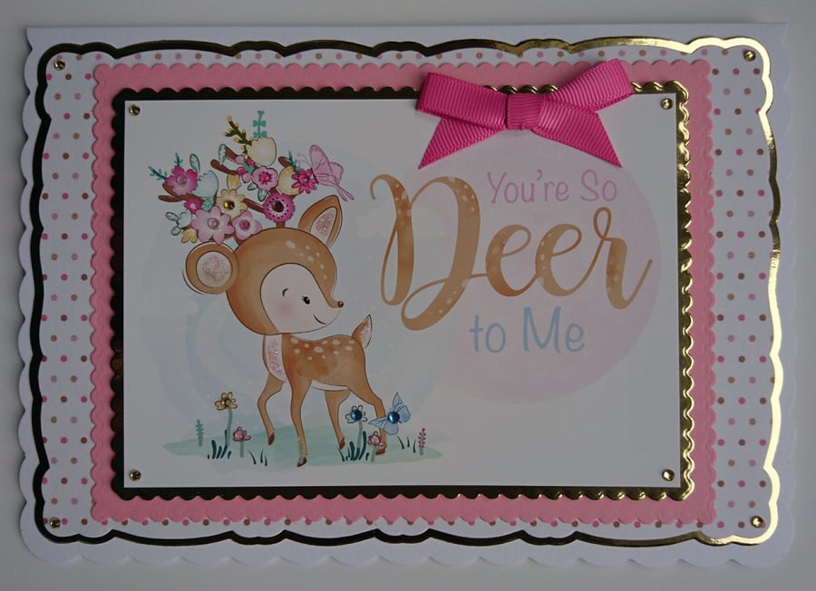 Valentine's Card You're So Deer To Me Thank You Birthday Happiness 3D Card