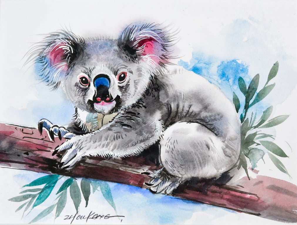 Koala Watercolour Painting – Original Still Life – Fun & Delightful