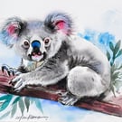 Koala Watercolour Painting – Original Still Life – Fun & Delightful