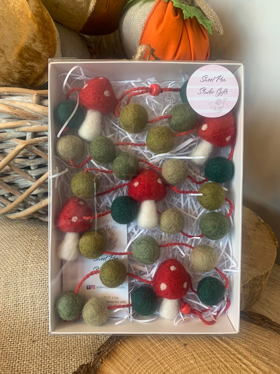 Handmade Mushroom Felt Garland