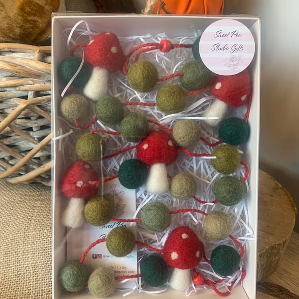 Handmade Mushroom Felt Garland