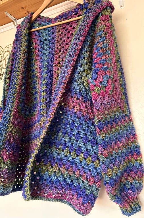 Hooded Crochet Jacket One Size (M - XL)