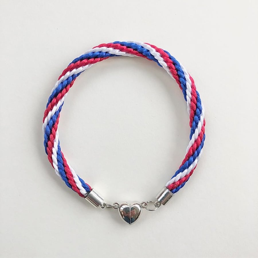 Kumihimo Friendship Bracelet in red,white &... Folksy