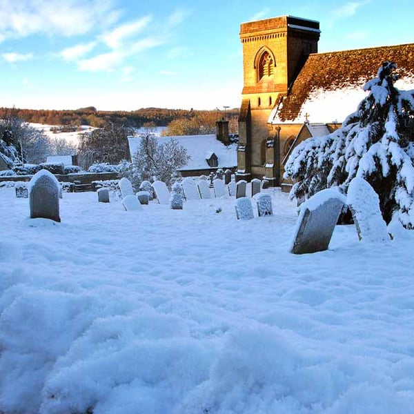 Snowshill St Barnabas Church In The Snow Cotswolds Photograph Print