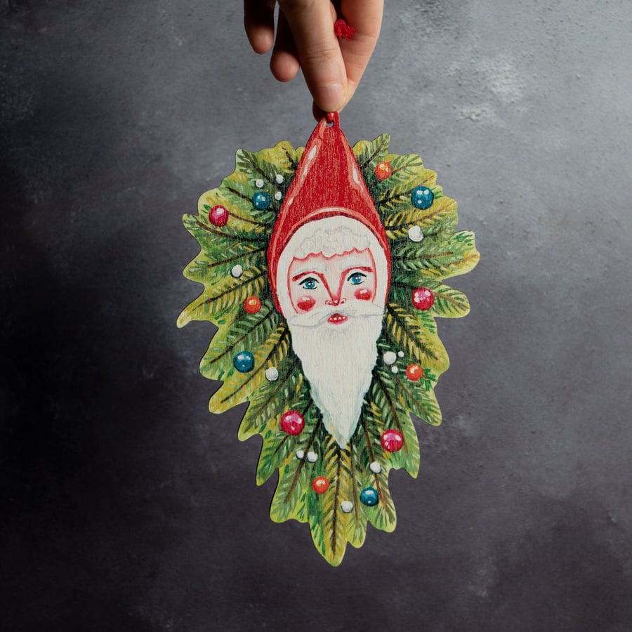 Father Christmas wooden indoor wreath