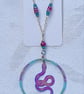 Large Serpent Pendant Necklace - pinks blues - Image 6