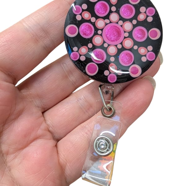 Hand painted mandala Badge Reel