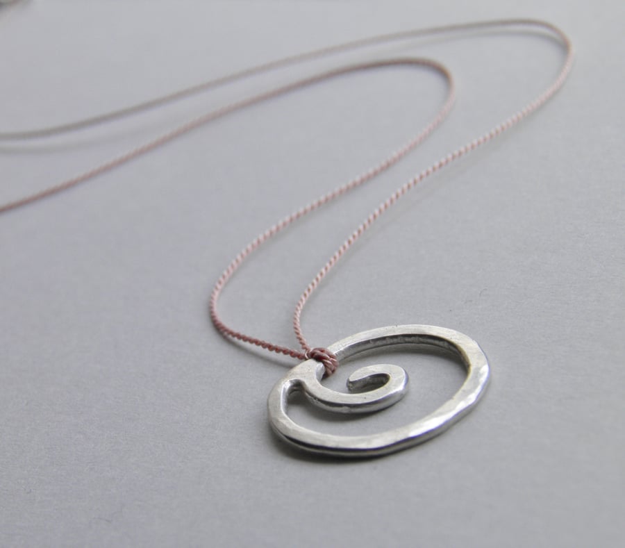 Sterling Silver Necklace Small Spiral Necklace Minimal
