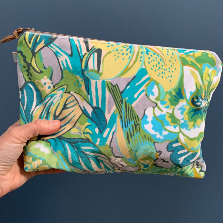 Large velvet zip pouch