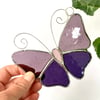 Stained Glass Butterfly Suncatcher - Handmade Decoration - Purple