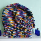 Knitted Hat With Flower Motif Purple  