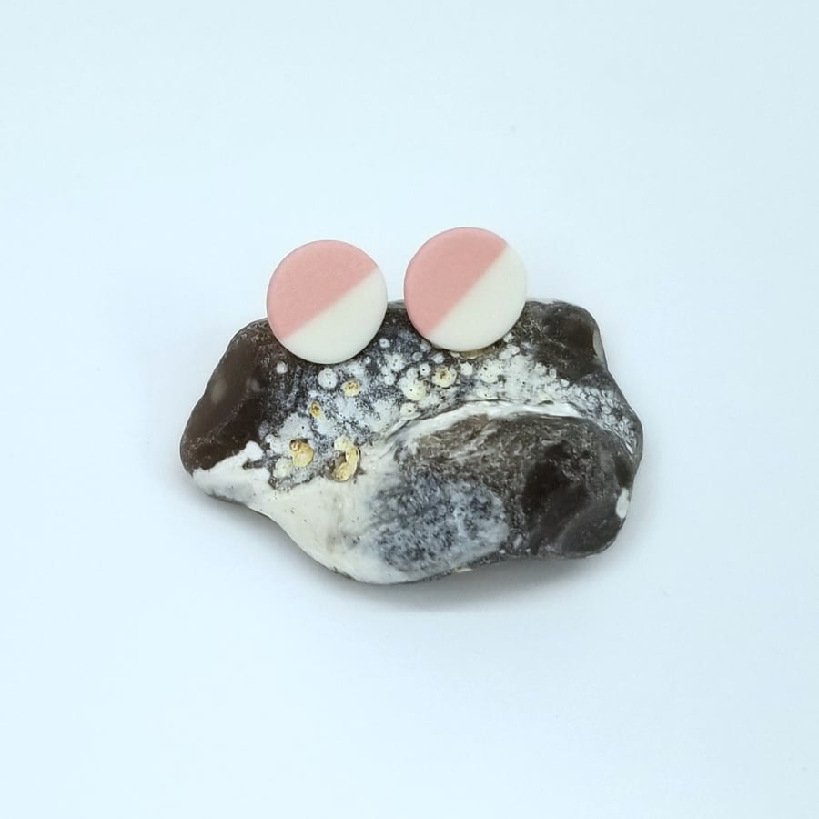 Earrings CHOOSE COLOURS Ceramic Round Studs Sterling Silver Free UK Postage