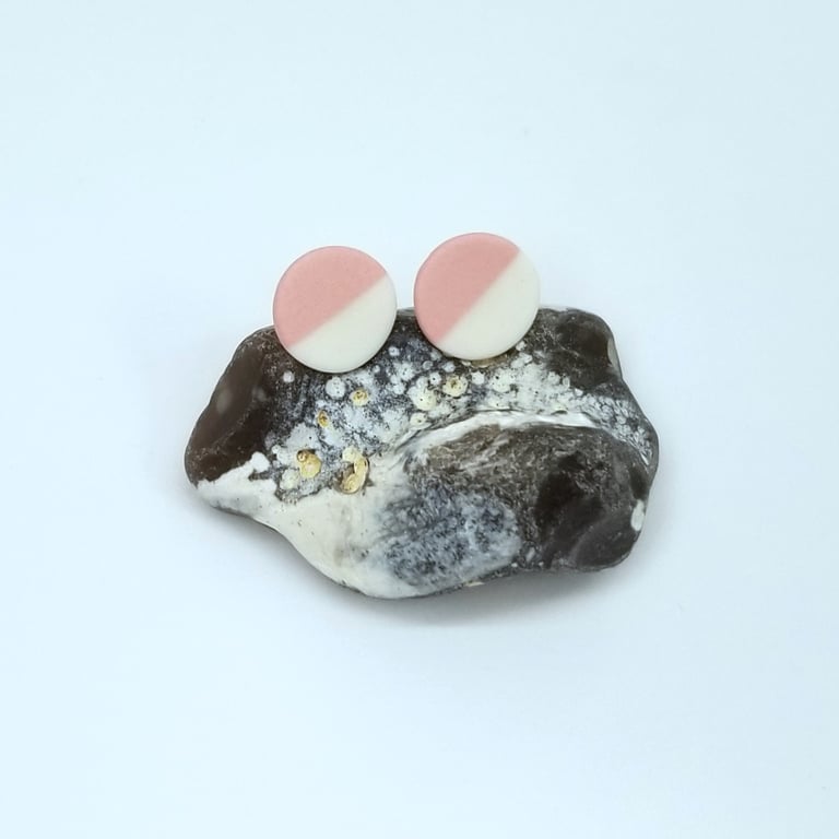 Earrings CHOOSE COLOURS Ceramic Round Studs Sterling Silver Free UK Postage