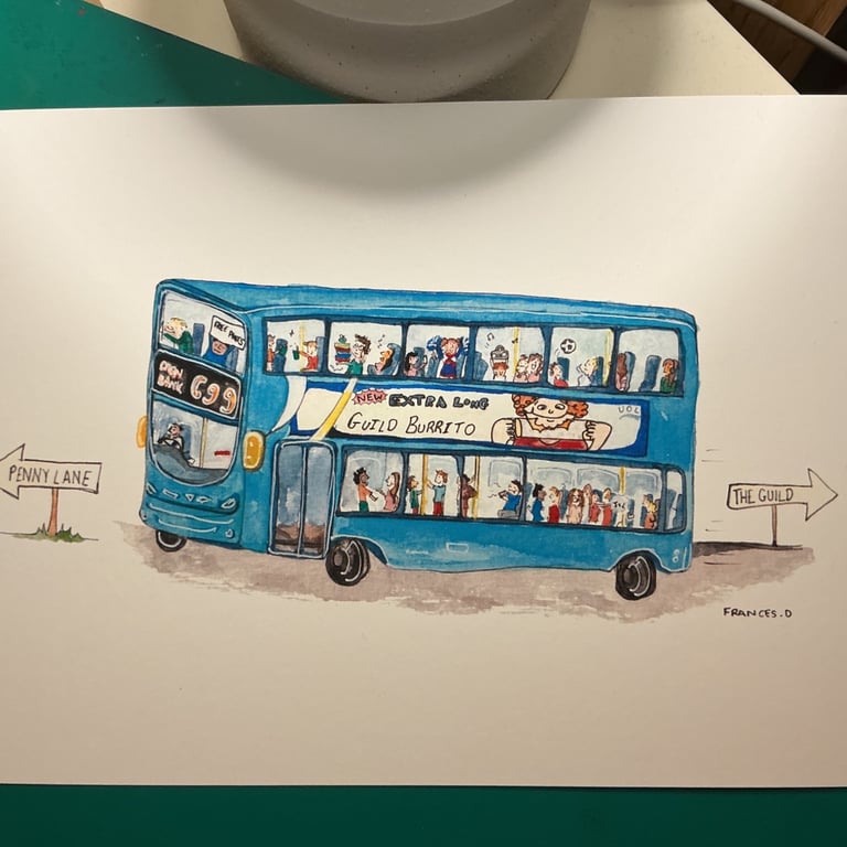 699 bus illustration print