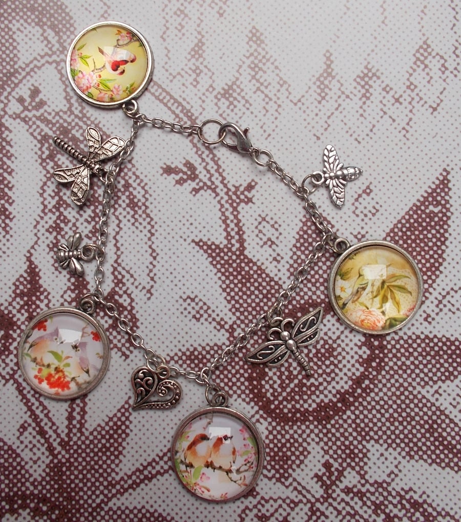 Birds and Bees, Dragonflies and Hearts Bracelet