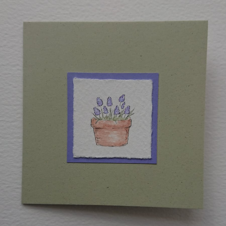 Card - Grape Hyacinths watercolour - blank inside for your message - recycled