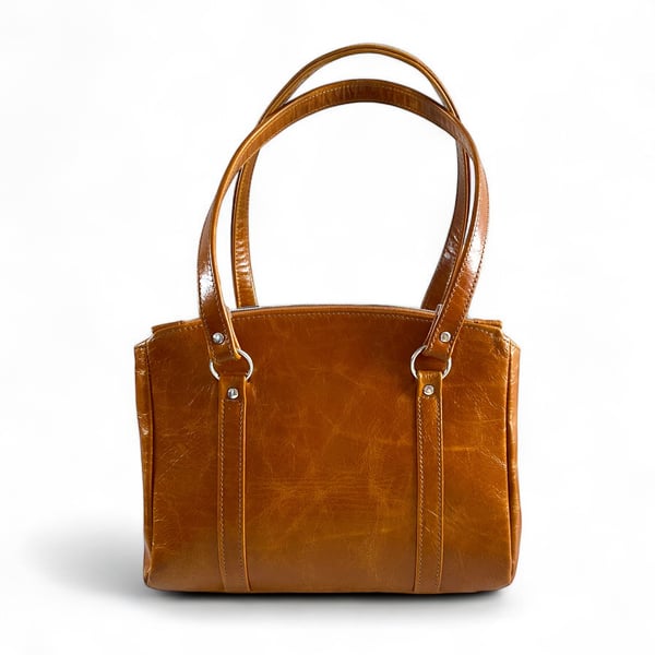 Handcrafted Tan Leather Shoulder Bag - Brown Leather Handbag - Rescued Leather