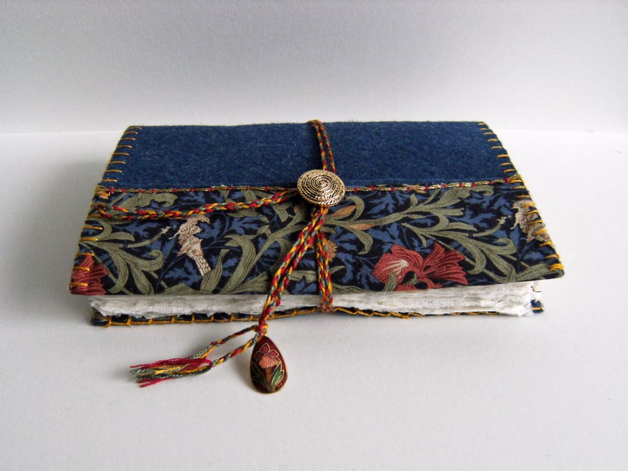 LAST MINUTE Christmas - Blue Iris - Wool Felt Embroidered Journal - Hand Bound