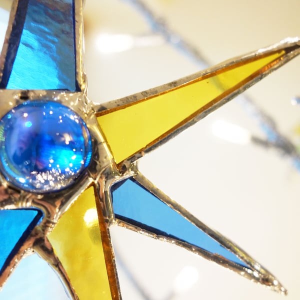  Suncatcher Star in Blue and Yellow 