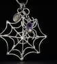 Sterling Silver Spider Web Pendant with Amethyst & Labradorite, Spooky Jewellery - Image 3