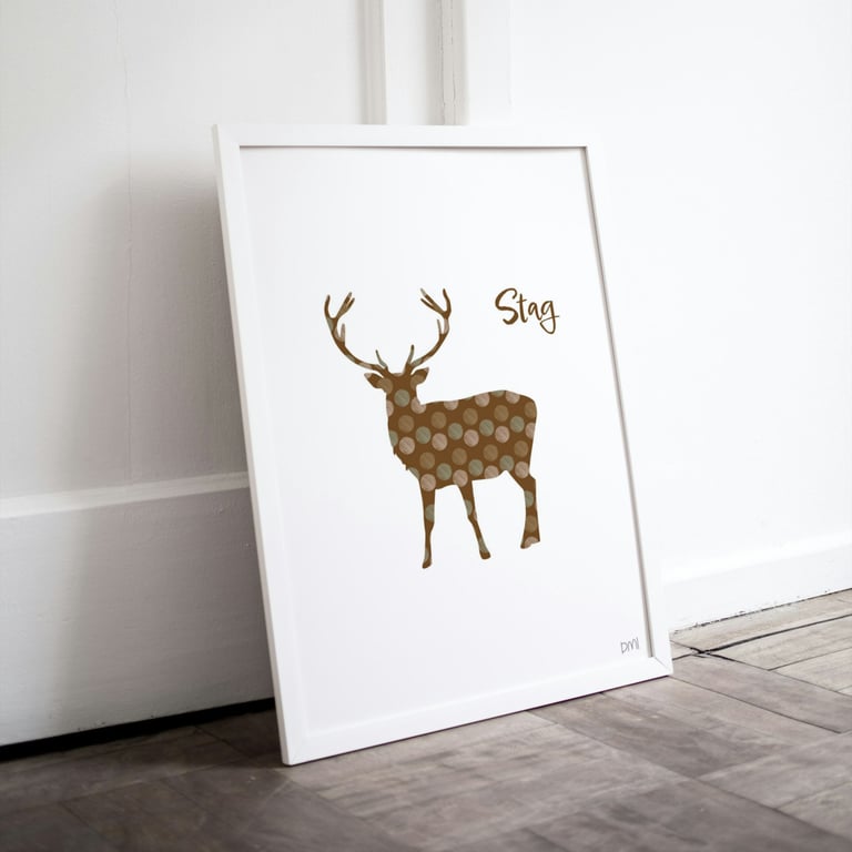 Spotty Stag A4 Art Print