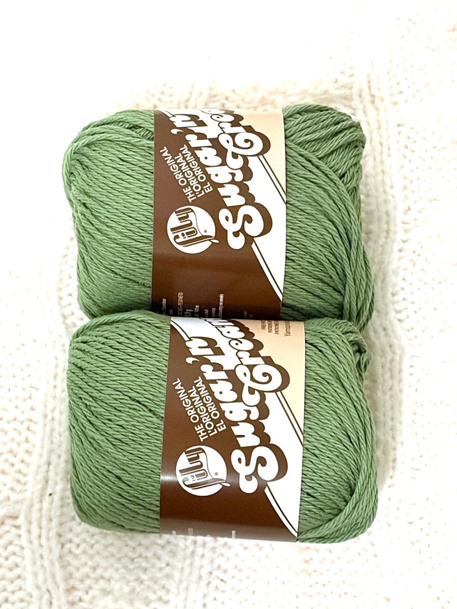 2 balls x 70.9g Lily Sugar 'n Cream The Original Yarn - Sage Green 100% Cotton