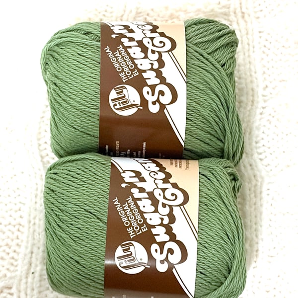 2 balls x 70.9g Lily Sugar 'n Cream The Original Yarn - Sage Green 100% Cotton