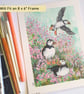 Three puffins with sea thrift, an original artwork, bird art, bird painting - Image 5